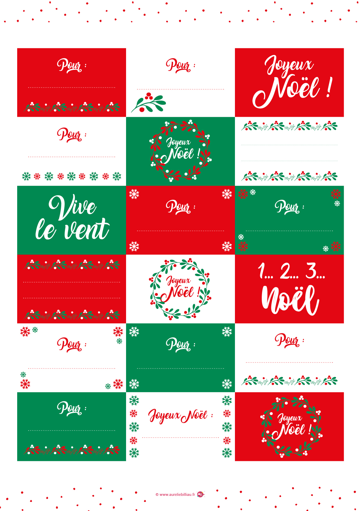 Étiquettes cadeaux de Noël