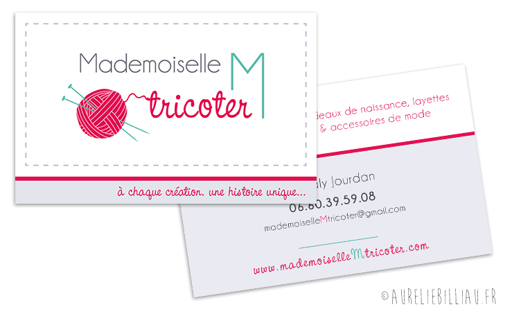 Carte de visite Mademoiselle M Tricoter