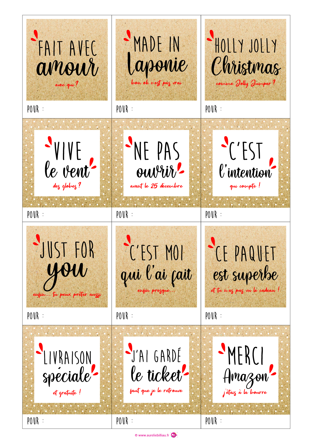 Étiquettes cadeaux de Noël