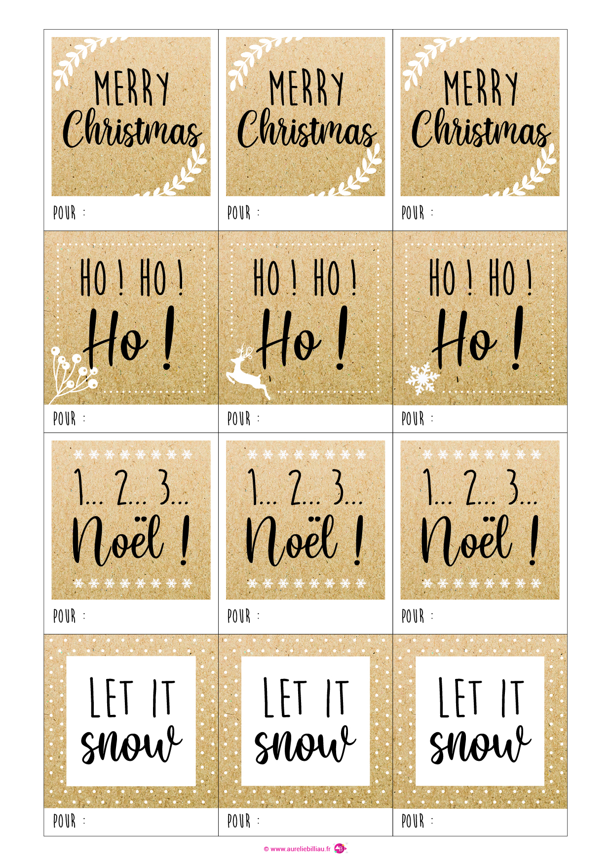 Étiquettes cadeaux de Noël