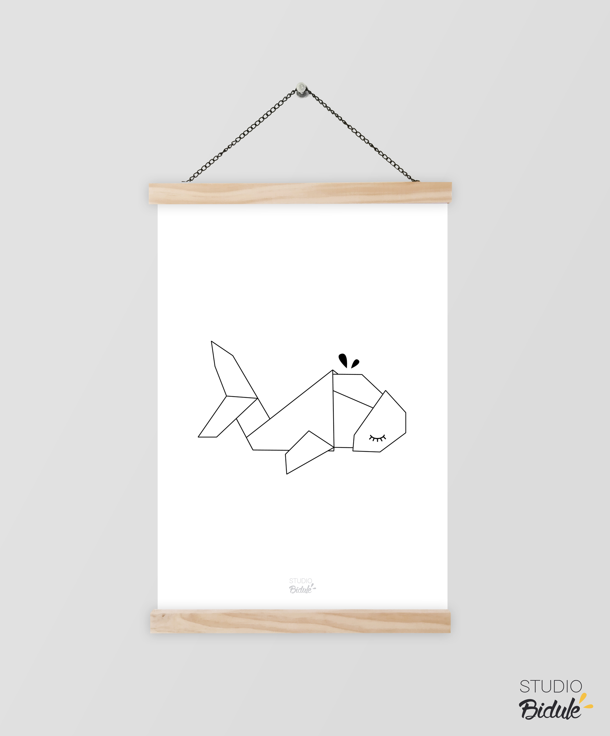 Affiche Origami Baleine