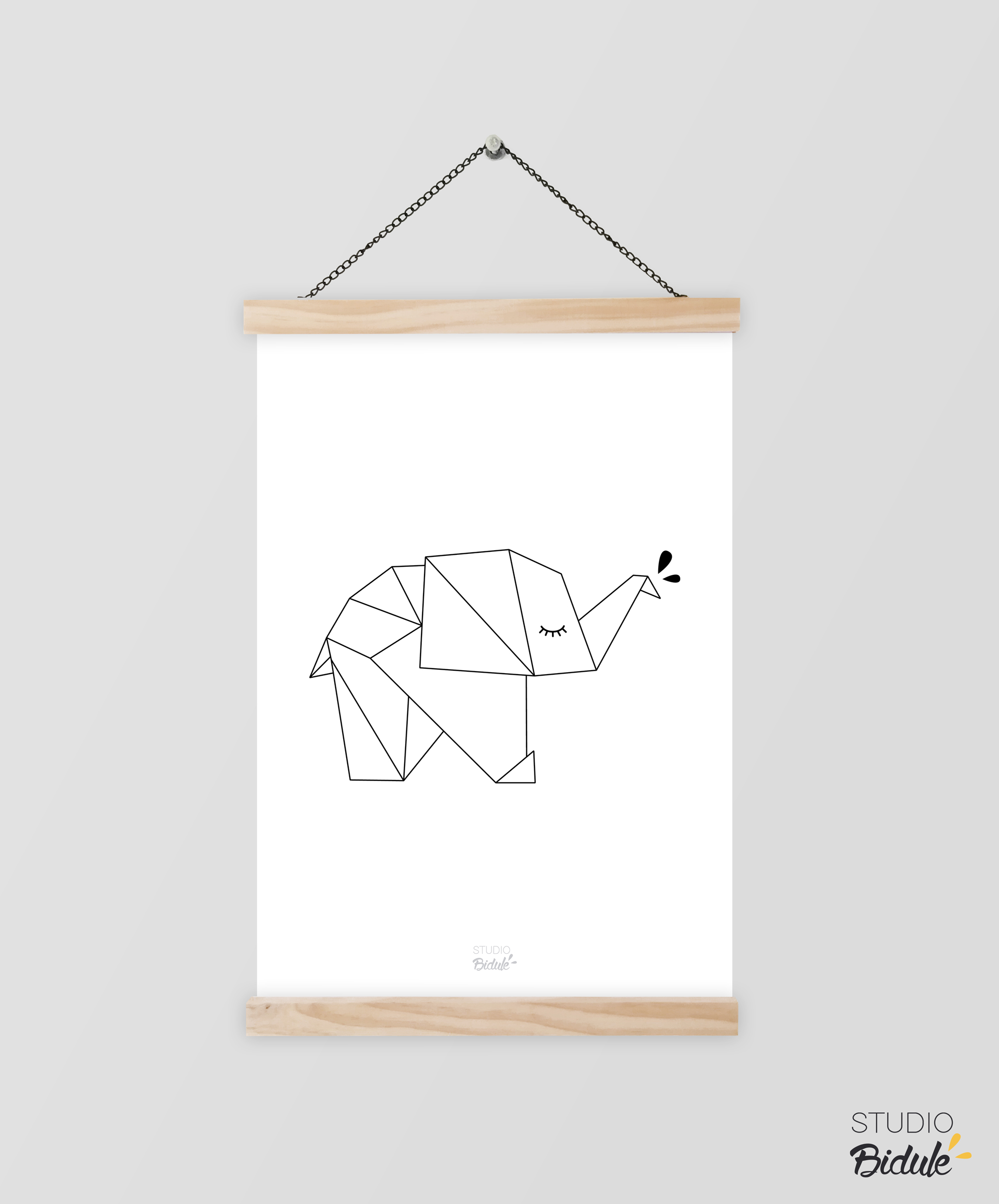 Affiche Origami Éléphant